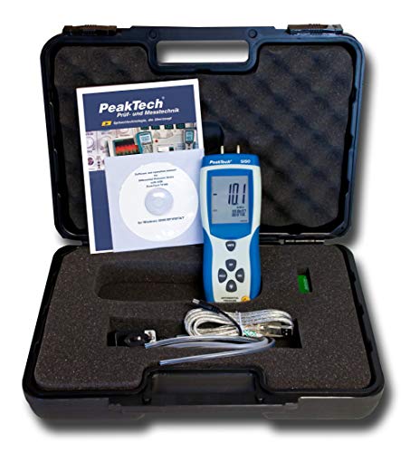 PeakTech 5150, Differenz-Druckmessgerät -344 mbar bis +344 mbar mit USB, Bar, PSI, cm/H2O, ft/H2O, inH2O, kPa, kg/cm², mBar, mmHg, oz/in², P 5150 von PeakTech