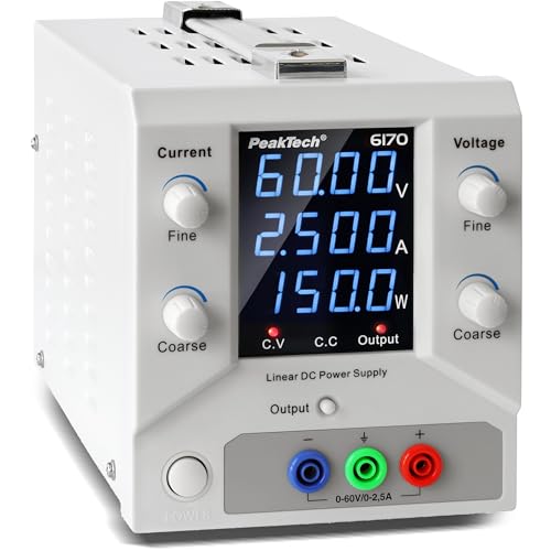 PeakTech 6170 - Labornetzteil 0-60 V / 0-2,5 A DC SELV linear Netzteil mit Trenntransformator, Labornetzgerät PeakTech 6170 - Labornetzteil 0-60 V / 0-2,5 A DC SELV linear Netzteil mit Trenntransformator, Labornetzgerät von PeakTech