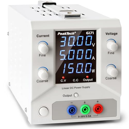 PeakTech 6171 - Labornetzteil 0-30 V / 0-5 A DC SELV linear Netzteil mit Trenntransformator, Labornetzgerät PeakTech 6171 - Labornetzteil 0-30 V / 0-5 A DC SELV linear Netzteil mit Trenntransformator, Labornetzgerät von PeakTech