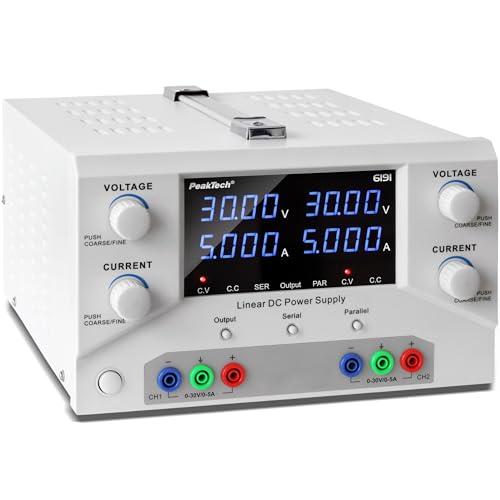 PeakTech 6191 – Labornetzteil 2 x 0-30 V / 0-5 A DC SELV linear Netzteil mit Trenntransformator, Labornetzgerät PeakTech 6191 – Labornetzteil 2 x 0-30 V / 0-5 A DC SELV linear Netzteil mit Trenntransformator, Labornetzgerät von PeakTech
