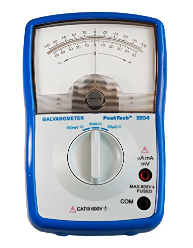 PeakTech Analog Galvanometer +/50mA; +/5mA; +/100mV; Cat III 600V; Stromstärkemesser/ Stromrichtungsmesser mit Drehspulmesswerk und Speigelskala, 1 Stück, P 3204 von PeakTech