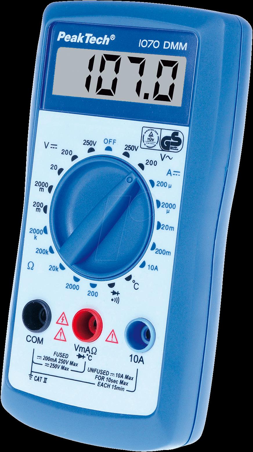 PeakTech Digital-Multimeter RMS 3½-stelliges LCD/1999 Stellen 300 VAC 300 VDC 10 ADC (PeakTech 1070) von PeakTech