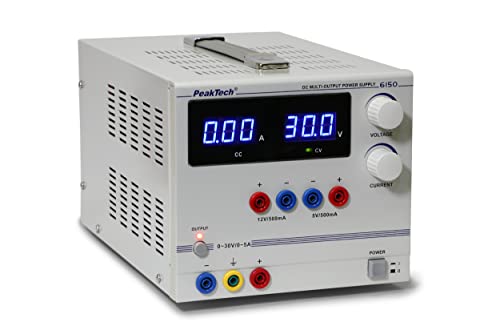 PeakTech Digtial Labornetzteil - Labornetzgerät 0-30V / 0-5A DC, stabilisiert, linear regelbar, 1 Stück, P 6150 von PeakTech