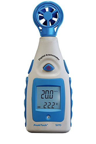 PeakTech Flügelrad Anemometer Digital, Windmessgerät für Windgeschwindigkeit in Knoten und Windchill mit zusätzlicher Temperaturmessung, 1 Stück, P 5170 von PeakTech