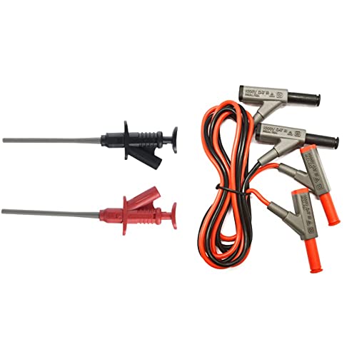 PeakTech Isolierte 5 A Abgreifklemme mit 4 mm Buchsen - CAT II, 1 Stück, P 7010 & Isolierte 4 mm Verbindungsleitung mit Kupplung - CAT III 1000 V, 1 Stück, P 7025 von PeakTech