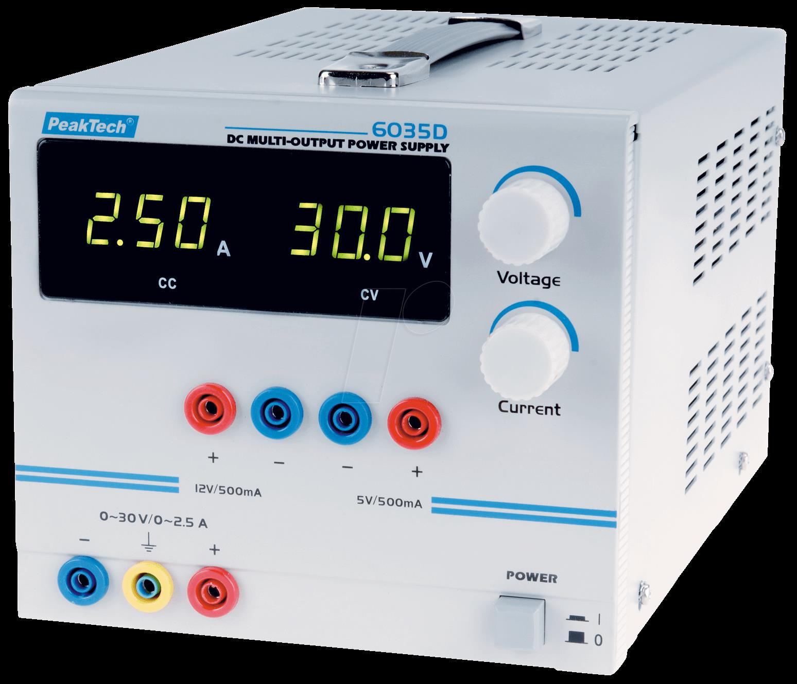 PeakTech Labornetzgerät 3 Kan. ...30 VDC VDC 2.5 A / ...12 VDC VDC 0.5 A / ...5 VDC VD (PeakTech 6035 D) von PeakTech