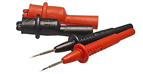 PeakTech MKS-10 Messspitzen mit Krokodilklemmen, feine Prüfspitzen für Multimeter mit 4mm Steckern, Rot, Schwarz von PeakTech