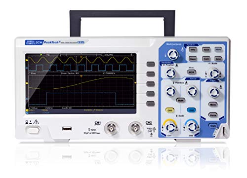 PeakTech P 1335 20 MHz 2-Kanal Digital-Speicher-Oszilloskop mit USB-Schnittstelle, 15 W, 240 V von PeakTech