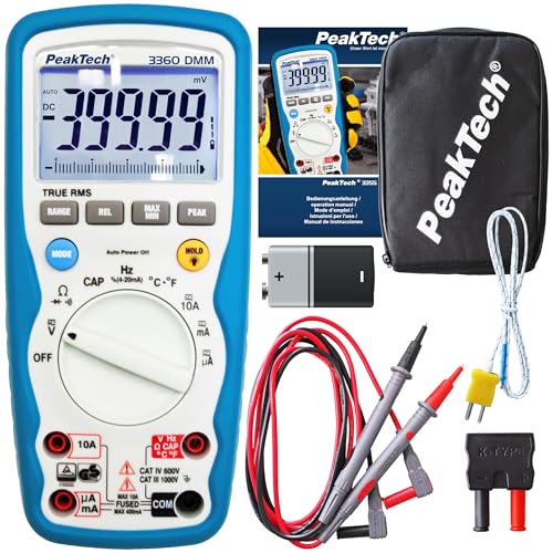 PeakTech P 3360 - True RMS Multimeter Digital - (IP67) Wasserdichter Spannungsprüfer & Strommessgerät - 40000 Counts - Extrem Robustes Gehäuse mit TÜV/GS - Messgerät, Durchgangsprüfer - CAT III 1000 V von PeakTech