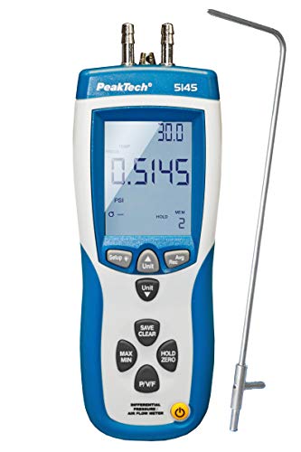 2 in 1 Differenz-Druckmessgerät und Luftgeschwindigkeitsmesser mit Pitot Rohr, Differenzdruck Manometer mit USB, Luftmasse und Lufttemperatur 2 in 1 Differenz-Druckmessgerät und Luftgeschwindigkeitsmesser mit Pitot Rohr, Differenzdruck Manometer mit USB, Luftmasse und Lufttemperatur von PeakTech