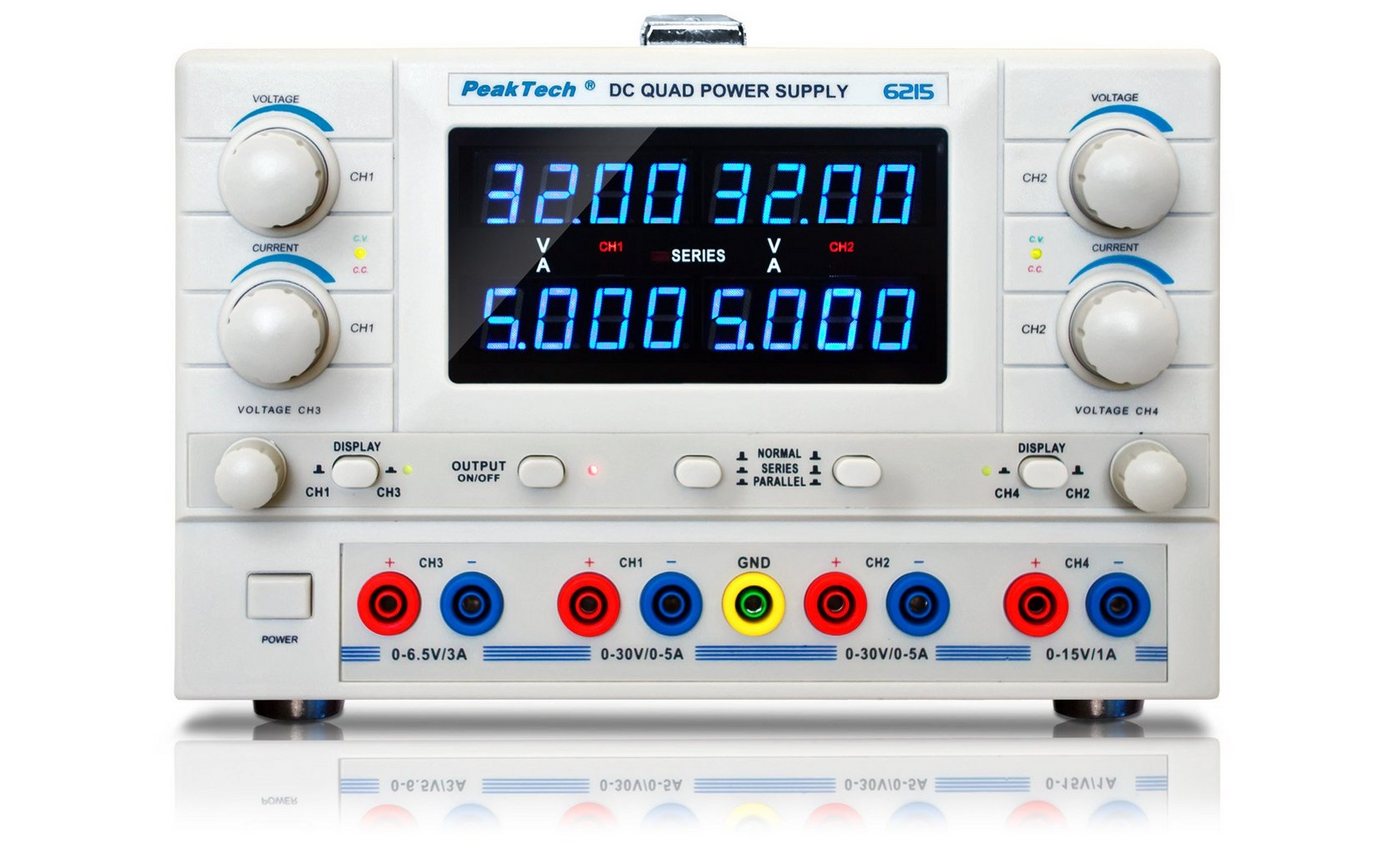 PeakTech PeakTech P 6215: DC Linear Quad-Labornetzgerät ~ 0 - 30 V / 0 - 5 A Labor-Netzteil von PeakTech