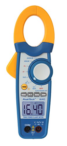 PeakTech True RMS Stromzange 1000A AC DC und Digital Multimeter 4000 Counts mit Durchgangsprüfer - CAT III 600V, 1 Stück, P 1640, Blau, Gelb, Weiß von PeakTech