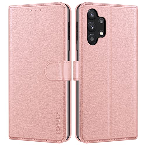Peakally Handyhülle für Samsung Galaxy A13 4G Hülle (Nicht für 5G), Premium Leder Flip Case Tasche Schutzhülle Brieftasche Klapphülle [Kartenfächer] [Standfunktion] [Magnet] - Pink von Peakally