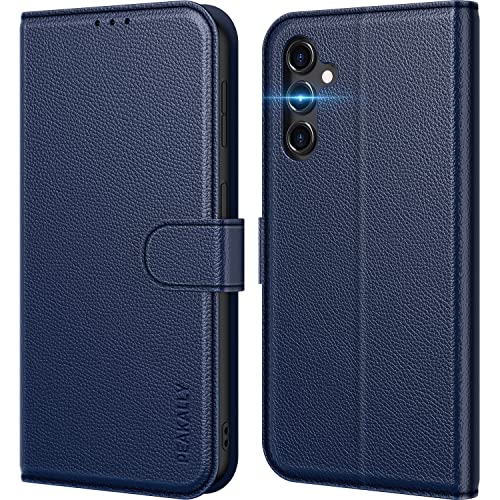 Peakally Handyhülle für Samsung Galaxy A14 4G / 5G Hülle [Premium PU Leder] [RFID-Blockierung] [Kartenfach] [Magnet] [Stand] TPU Stoßfest Klapphülle kompatibel mit Galaxy A14 (6,6 Zoll) - Blau von Peakally