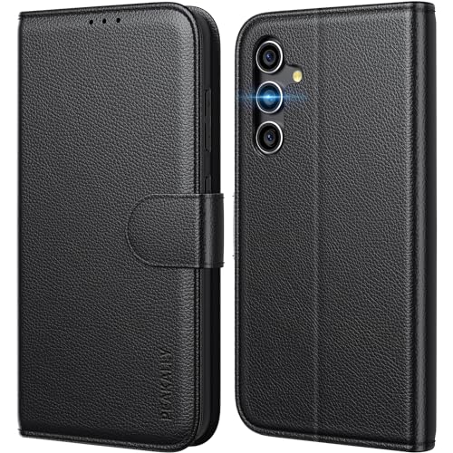 Peakally Handyhülle für Samsung Galaxy S23 FE 5G [Premium PU Leder] [RFID-Blockierung] [Kartenfach] [Magnet] [Ständer] TPU Stoßfest Schutzhülle Klapphülle Kompatibel mit Galaxy S23 FE 5G - Schwarz von Peakally