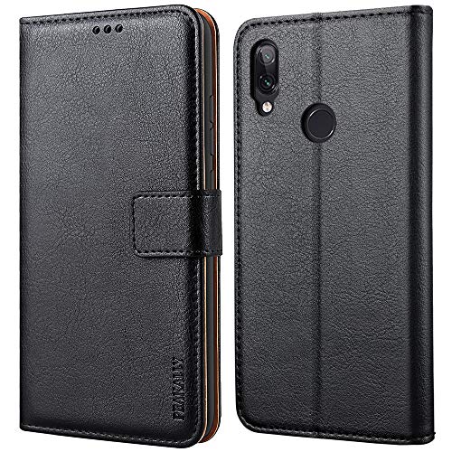 Peakally Handyhülle für Xiaomi Redmi Note 7 Hülle, Premium Leder Flip Case Tasche Schutzhülle Brieftasche Klapphülle [Kartenfächer] [Standfunktion] [Magnet] für Redmi Note 7-Schwarz von Peakally