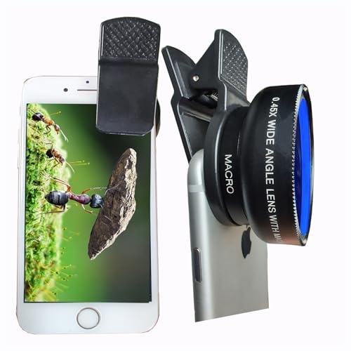 Peanutech Fischaugenobjektiv-Set für iPhone 14, 13, 12, 11, X, XS, Xr, SE, 8 Pro Max, Mini, Samsung, die meisten Handys mit Clip, PU-Tasche (schwarz) von Peanutech