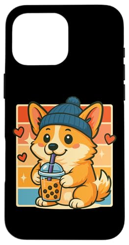 Boba Bubble Tea-Liebhaber, Corgi, trinkt Bubble Tea-Fan Hülle für iPhone 16 Pro Max von Pearl Milk Tea Designs for Bubble Tea Enthusiasts
