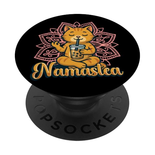 Boba Bubble Tea-Liebhaber Namastea Yoga-Bubble Tea-Enthusiast PopSockets Klebender PopGrip Boba Bubble Tea-Liebhaber Namastea Yoga-Bubble Tea-Enthusiast PopSockets Klebender PopGrip von Pearl Milk Tea Designs for Bubble Tea Enthusiasts
