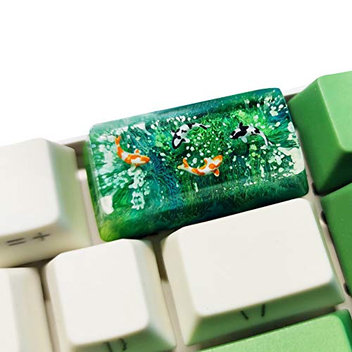 Pearlead Personalisierbare Harz-Tastenkappe mit Koi-Fisch-Motiv, OEM-Profil, für mechanische Tastatur, MX-Switch R4 (grün) von Pearlead