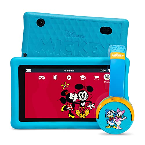 Disney Kids Tablet & Kopfhörer Set 7" - Pebble Gear Mickey and Friends Kinder Tablet mit kindgerechter Hülle/Bumper, elterliche Kontrolle, Blaulichtfilter, 500+ Spiele, Apps, E-Books, Wi-Fi, 16 GB von Pebble Gear
