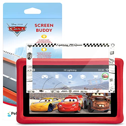 Pebble Gear Disney Pixar Cars Displayschutz für 7" Kinder Tablet - 9H Sicherheitsglas mit Cars-Motiv, maximaler Schutz, inkl. Reinigungstuch, speziell geeignet für Tablets, PG916519M von Pebble Gear