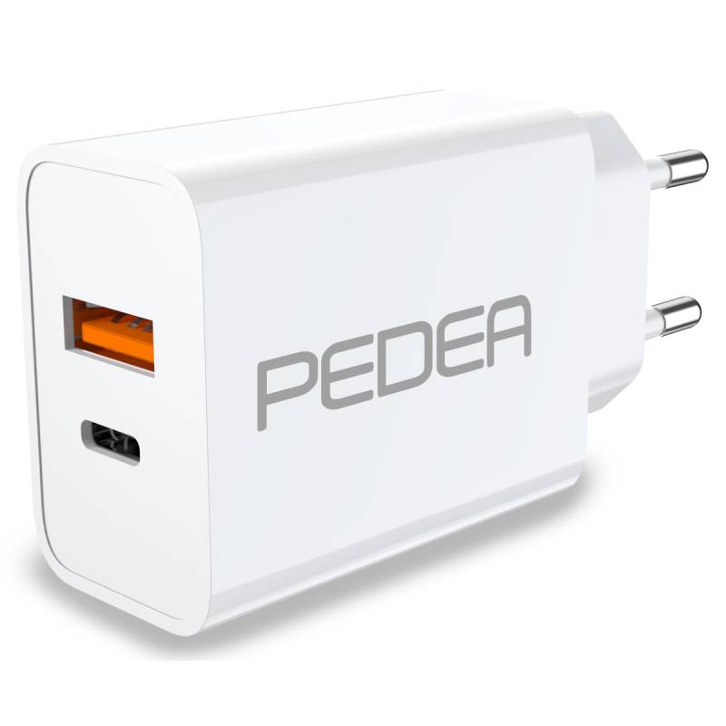 PEDEA 20W USB-C (PD) Schnellladegerät - 2-Ports Mehrfach Handy-Ladegerät mit USB-C und USB-A, weiß von Pedea