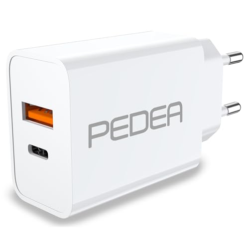 PEDEA 20W USB-C Schnellladegerät | 2-Ports Mehrfach Handy-Ladegerät mit USB-C und USB-A | Power Delivery Fast-Charger | Adapter für iPhone 15 14 13 Pro Max | Galaxy S23 S22 S21 | Pixel 8 7 6, weiß PEDEA 20W USB-C Schnellladegerät | 2-Ports Mehrfach Handy-Ladegerät mit USB-C und USB-A | Power Delivery Fast-Charger | Adapter für iPhone 15 14 13 Pro Max | Galaxy S23 S22 S21 | Pixel 8 7 6, weiß von Pedea