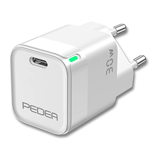 PEDEA 30W USB-C Schnellladegerät | Handy-Ladegerät mit USB-C Power Delivery | GaN Nano Super-Fast-Charger | Adapter für iPhone 15 14 13 Pro Max | Galaxy S23 S22 S21 | Pixel 8 7 6, weiß von Pedea