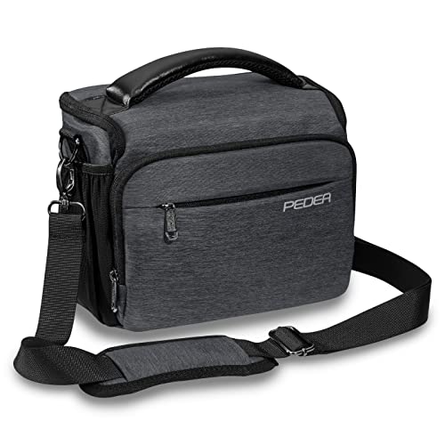 PEDEA DSLR-Kameratasche *Noble* Fototasche für Spiegelreflexkameras mit wasserdichtem Regenschutz, Tragegurt und Zubehörfächern, Gr. XL grau von Pedea