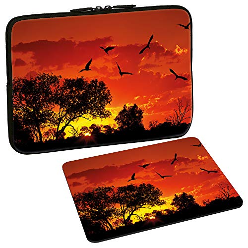 PEDEA Design Schutzhülle Notebook Tasche bis 13,3 Zoll (33,7cm) mit Design Mauspad, African Sunset von Pedea
