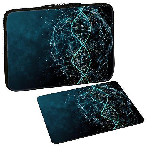 PEDEA Design Schutzhülle Notebook Tasche bis 13,3 Zoll (33,7cm) mit Design Mauspad, DNA Strings von Pedea