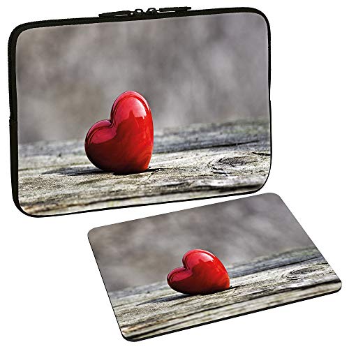 PEDEA Design Schutzhülle Notebook Tasche bis 13,3 Zoll (33,7cm) mit Design Mauspad, Love von Pedea