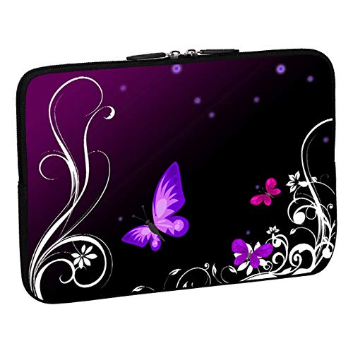 PEDEA Design Schutzhülle Notebook Tasche bis 15,6 Zoll (39,6cm), Purple Butterfly von Pedea