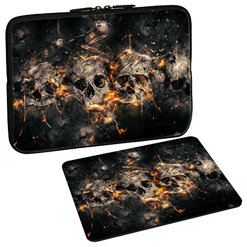 PEDEA Design Schutzhülle Notebook Tasche bis 15,6 Zoll (39,6cm) mit Design Mauspad, Skulls von Pedea