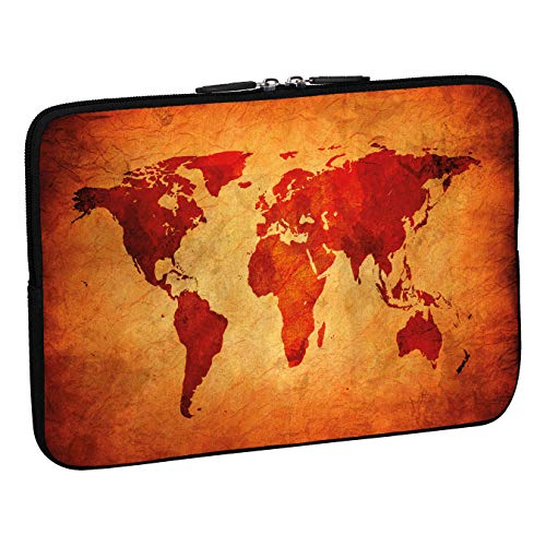 PEDEA Design Schutzhülle Notebook Tasche bis 17,3 Zoll (43,9cm), Brown Global Map von Pedea