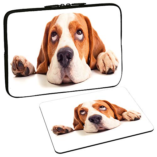 PEDEA Design Schutzhülle Notebook Tasche bis 17,3 Zoll (43,9cm) mit Design Mauspad, Beagle von Pedea