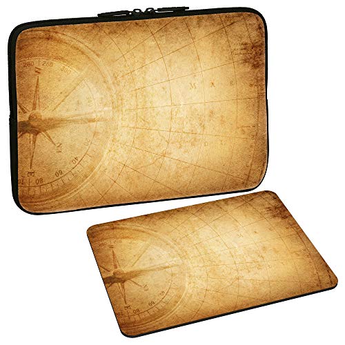 PEDEA Design Schutzhülle Notebook Tasche bis 17,3 Zoll (43,9cm) mit Design Mauspad, Compass von Pedea