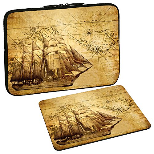 PEDEA Design Schutzhülle Notebook Tasche bis 17,3 Zoll (43,9cm) mit Design Mauspad, Sailing Ship von Pedea