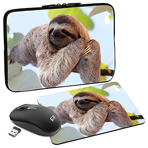 PEDEA Design Tablet PC Tasche 10,1 Zoll (25,6cm) mit Mauspad und schnurloser Maus, Chilling Sloth von Pedea