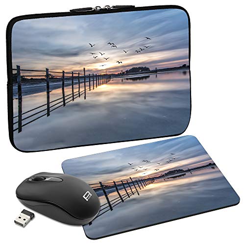 PEDEA Design Tablet PC Tasche 10,1 Zoll (25,6cm) mit Mauspad und schnurloser Maus, Coastline von Pedea
