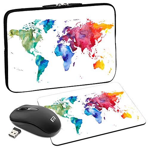 PEDEA Design Tablet PC Tasche 10,1 Zoll (25,6cm) mit Mauspad und schnurloser Maus, Color World von Pedea