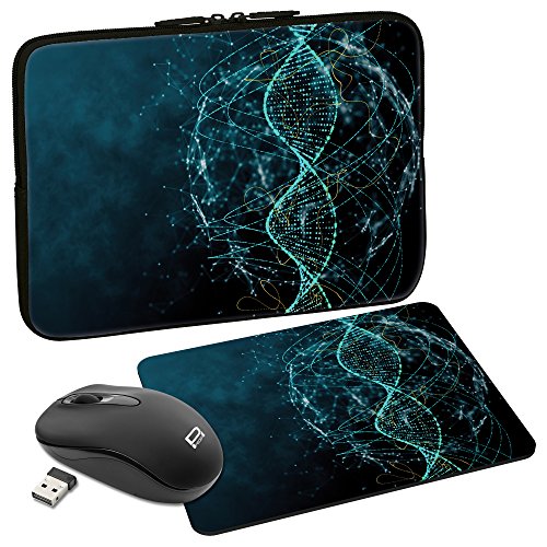PEDEA Design Tablet PC Tasche 10,1 Zoll (25,6cm) mit Mauspad und schnurloser Maus, DNA Strings von Pedea