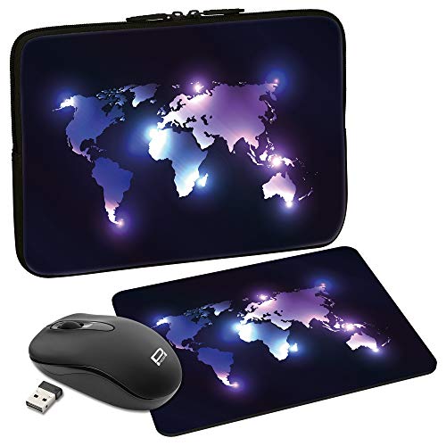 PEDEA Design Tablet PC Tasche 10,1 Zoll (25,6cm) mit Mauspad und schnurloser Maus, Dark World von Pedea