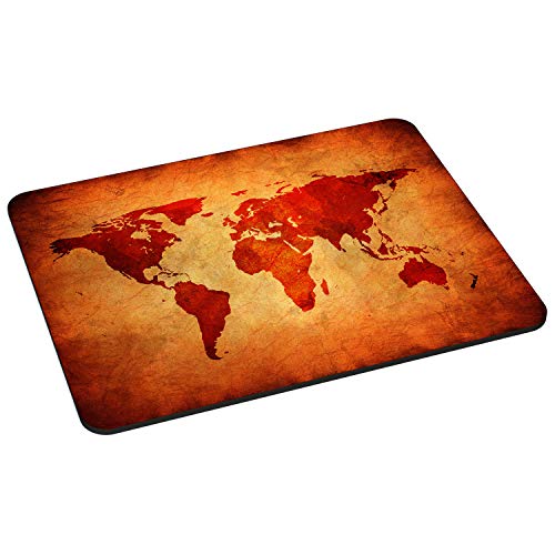 PEDEA Gaming und Office Mauspad - 220 x 180 mm - mit vernähten Rändern und rutschfester Unterseite, Brown Global Map von Pedea