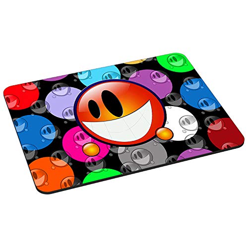 PEDEA Gaming und Office Mauspad - 220 x 180 mm - mit vernähten Rändern und rutschfester Unterseite, Orange Smiley von Pedea