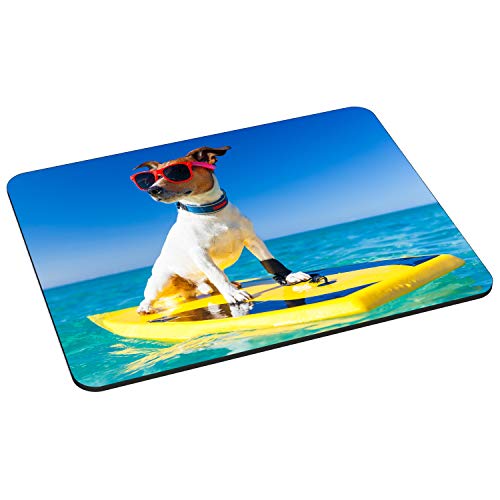 PEDEA Gaming und Office Mauspad - 220 x 180 mm - mit vernähten Rändern und rutschfester Unterseite, Surfer Dog von Pedea