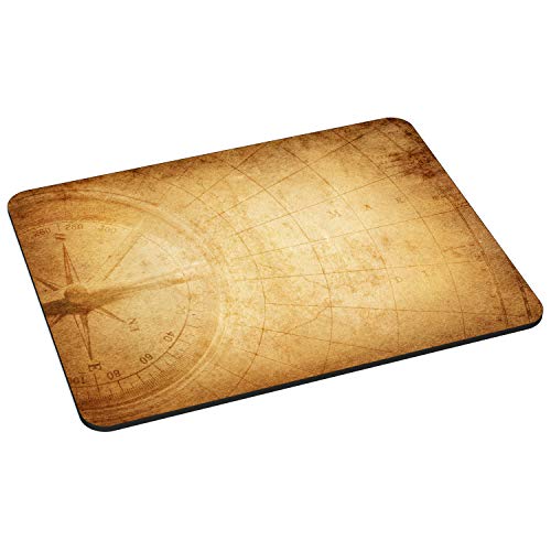 PEDEA Gaming und Office Mauspad - 220 x 180 mm - mit vernähten Rändern und rutschfester Unterseite, compass von Pedea