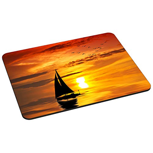 PEDEA Gaming und Office Mauspad - 220 x 180 mm - mit vernähten Rändern und rutschfester Unterseite, ocean sunset von Pedea