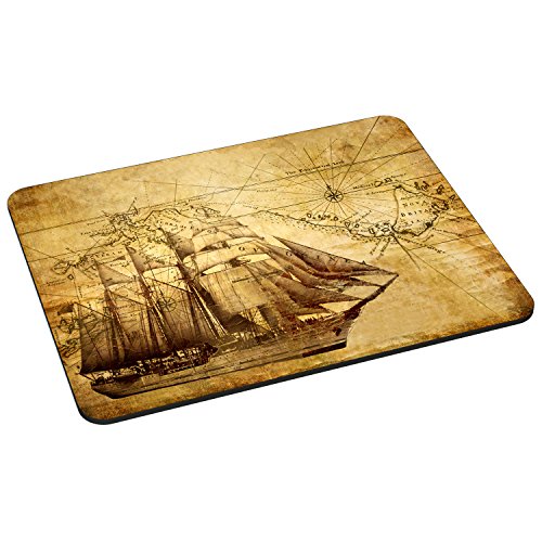 PEDEA Gaming und Office Mauspad - 220 x 180 mm - mit vernähten Rändern und rutschfester Unterseite, sailing ship von Pedea